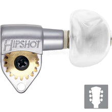 Load image into Gallery viewer, NEW Hipshot Classic Open-Gear Moon Pearl Buttons 18:1 Ratio 3x3 - SATIN CHROME