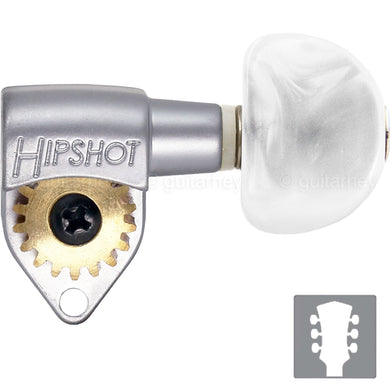 NEW Hipshot Classic Open-Gear Moon Pearl Buttons 18:1 Ratio 3x3 - SATIN CHROME