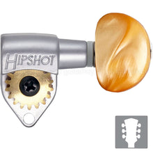 Load image into Gallery viewer, NEW Hipshot Classic Open-Gear Moon Amber Buttons 18:1 Ratio 3x3 - SATIN CHROME