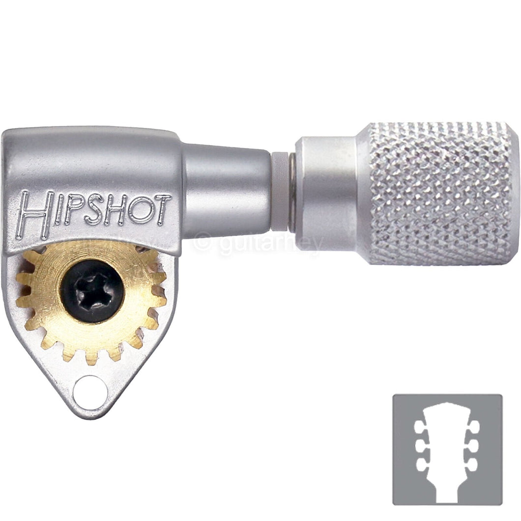 NEW Hipshot Classic Open-Gear KNURLED Buttons 18:1 Ratio 3x3 - SATIN CHROME