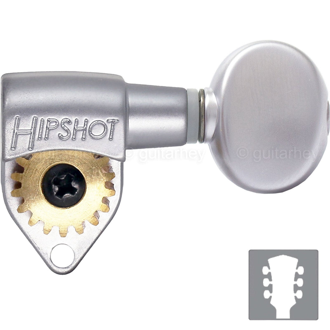 NEW Hipshot Classic Open-Gear OVAL Buttons 18:1 Ratio 3x3 - SATIN CHROME