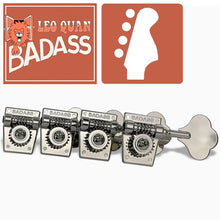 Load image into Gallery viewer, NEW Leo Quan® Badass 4-in-line set OGT™ Bass Keys Open Gear Large Post - NICKEL