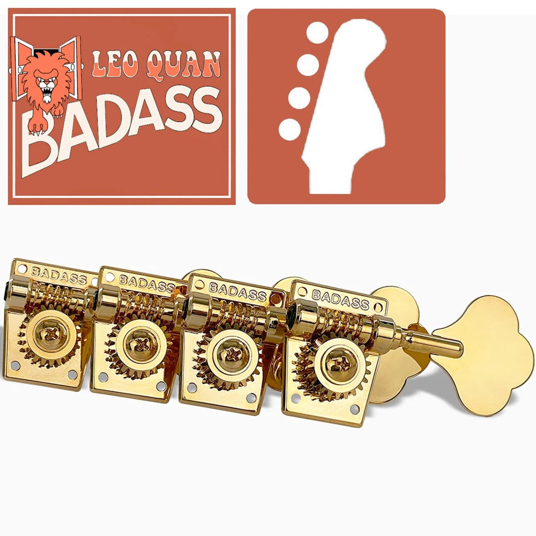 NEW Leo Quan® Badass 4-in-line set OGT™ Bass Keys Open Gear Large Post - GOLD