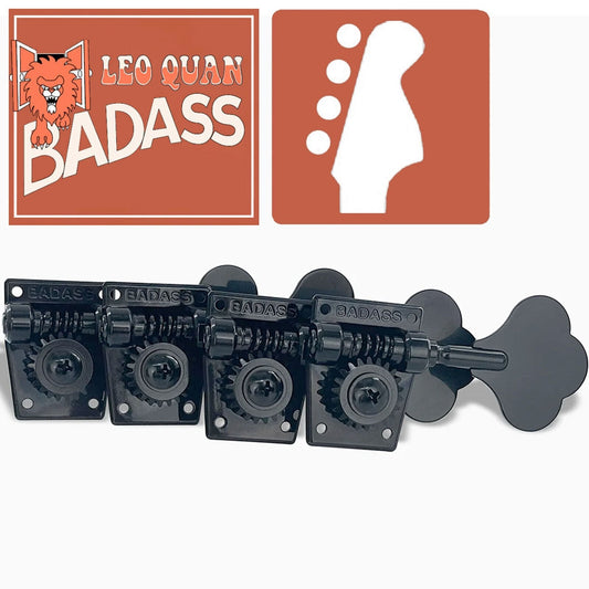 NEW Leo Quan® Badass 4-in-line set OGT™ Bass Keys Open Gear Large Post - BLACK