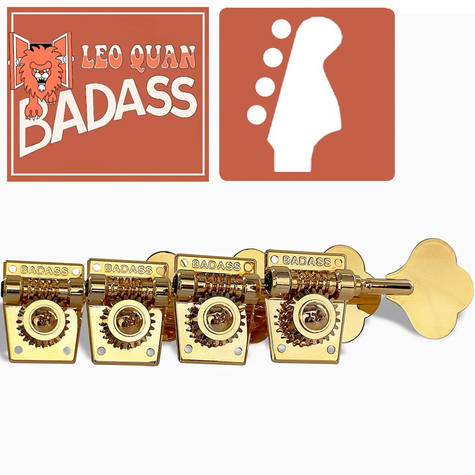 Hey Key NEW Leo Quan® Badass 4-in-line set OGT™ Bass Keys Open Gear Small Post ...