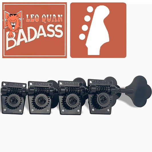 NEW Leo Quan® Badass 4-in-line set OGT™ Bass Keys Open Gear Small Post - BLACK