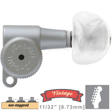 Load image into Gallery viewer, Hipshot VINTAGE 6-in-Line Locking Tuners Non-Stag MOON PEARL Button SATIN CHROME