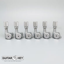 Load image into Gallery viewer, Hipshot VINTAGE 6-in-Line Locking Tuners Non-Stag KNURLED Buttons - SATIN CHROME