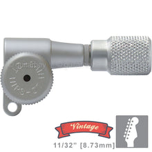 Load image into Gallery viewer, Hipshot VINTAGE 6-in-Line Locking Tuners STAGGERED Knurled Button - SATIN CHROME