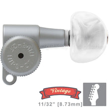 Load image into Gallery viewer, NEW Hipshot VINTAGE 6-in-Line Locking Tuners STAGGERED Moon Pearl - SATIN CHROME