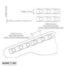 Load image into Gallery viewer, NEW Hipshot VINTAGE 6-in-Line Locking Tuners STAGGERED Moon Pearl - SATIN CHROME