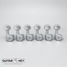 Load image into Gallery viewer, NEW Hipshot VINTAGE 6-in-Line Locking Tuners STAGGERED Oval Buttons SATIN CHROME