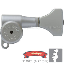 Load image into Gallery viewer, NEW Hipshot VINTAGE 6-in-Line Locking Tuners STAGGERED HS Buttons - SATIN CHROME