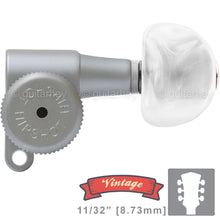 Load image into Gallery viewer, NEW Hipshot Vintage L3+R3 LOCKING Mini Tuners Moon Pearl Button 3x3 SATIN CHROME