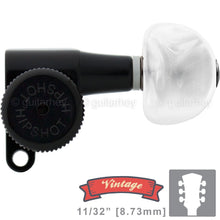 Load image into Gallery viewer, NEW Hipshot Vintage L3+R3 LOCKING Mini Tuners Small MOON Pearl Buttons 3x3 BLACK