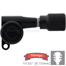 Load image into Gallery viewer, NEW Hipshot Vintage L3+R3 LOCKING Mini Tuners Small KNURLED Buttons 3x3 - BLACK