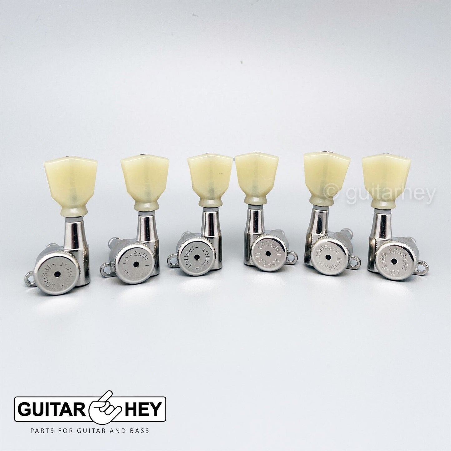 Hipshot Vintage L3+R3 LOCKING Mini Tuners Large TULIP Plastic Buttons 3x3 CHROME