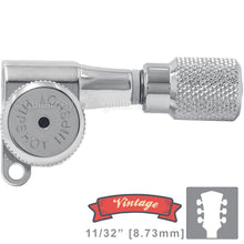 Load image into Gallery viewer, NEW Hipshot Vintage L3+R3 LOCKING Mini Tuners Small KNURLED Buttons 3x3 - CHROME