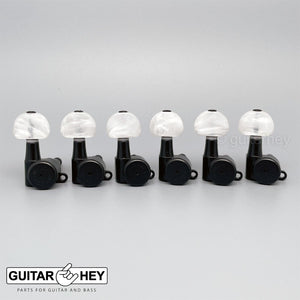 NEW Hipshot MINI 6-in-Line Non-Staggered LOCKING Tuners w/ MOON PEARLOID - BLACK