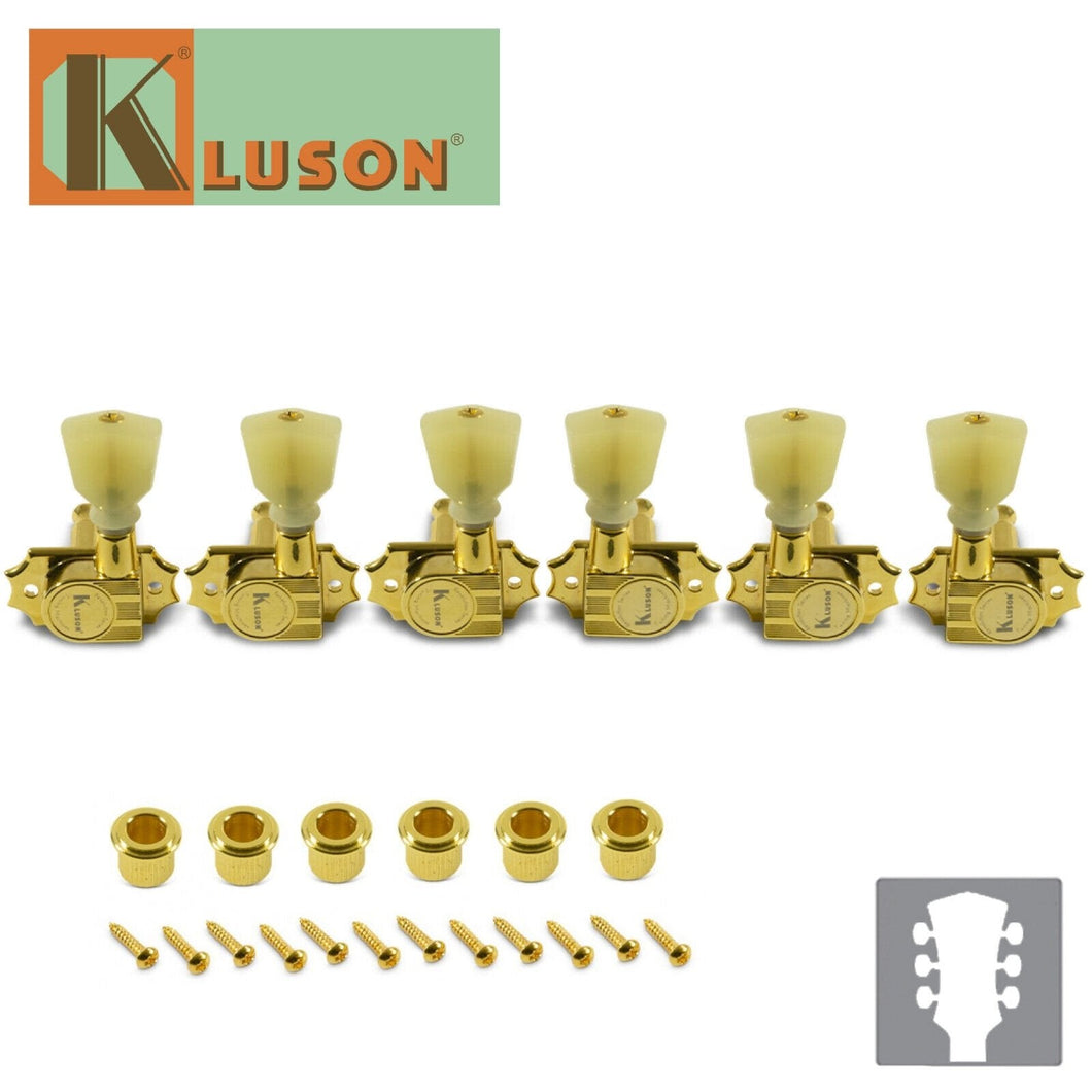NEW Kluson 3 Per Side Revolution Series G-Mount Non-Collared Tuners 3x3 - GOLD