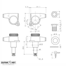 Load image into Gallery viewer, NEW Gotoh SG381-07 MGT LOCKING Tuners L3+R3 Set Ex-Long Posts 3x3 - COSMO BLACK