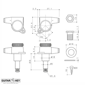 NEW Gotoh SG381-07 MGT LOCKING Tuners L3+R3 Set Ex-Long Posts 3x3 - COSMO BLACK