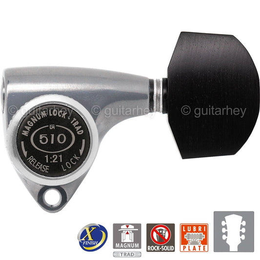 NEW Gotoh SGV510Z-EN01 MGT L3+R3 LOCKING Tuners Set 3x3, ANTIQUE X-FINISH CHROME