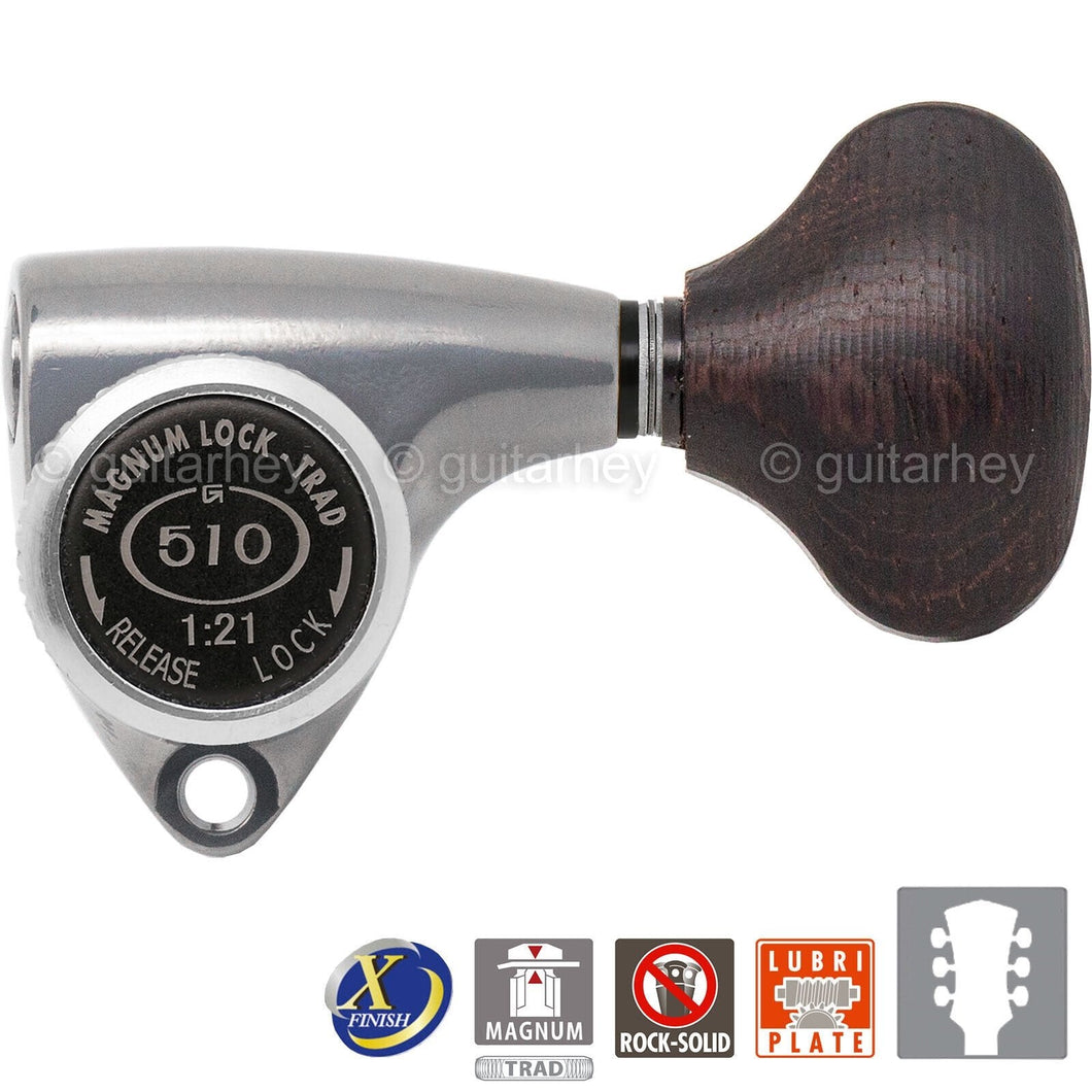 NEW Gotoh SGV510Z-TL5 MGT L3+R3 LOCKING Tuners Set 3x3 - ANTIQUE X-FINISH CHROME