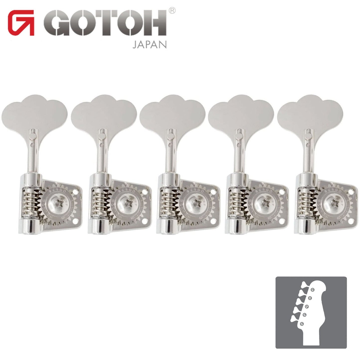 NEW Gotoh GB528 Res-O-Lite Vintage Style Bass 5-in-Line Set Lightweight - NICKEL