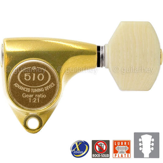 NEW Gotoh SGV510Z-M07 Tuning Keys Set 1:21 Ratio 3x3 - ANTIQUE X-FINISH GOLD