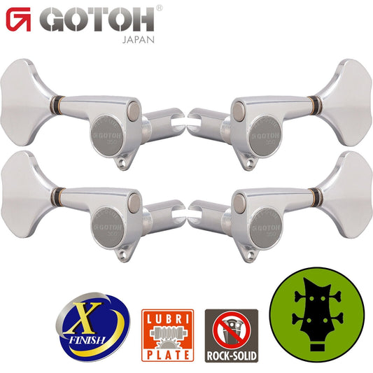 NEW Gotoh GB350 RES-O-LITE Aluminum Bass 4-String Tuning Keys L2+R2 Set X-CHROME