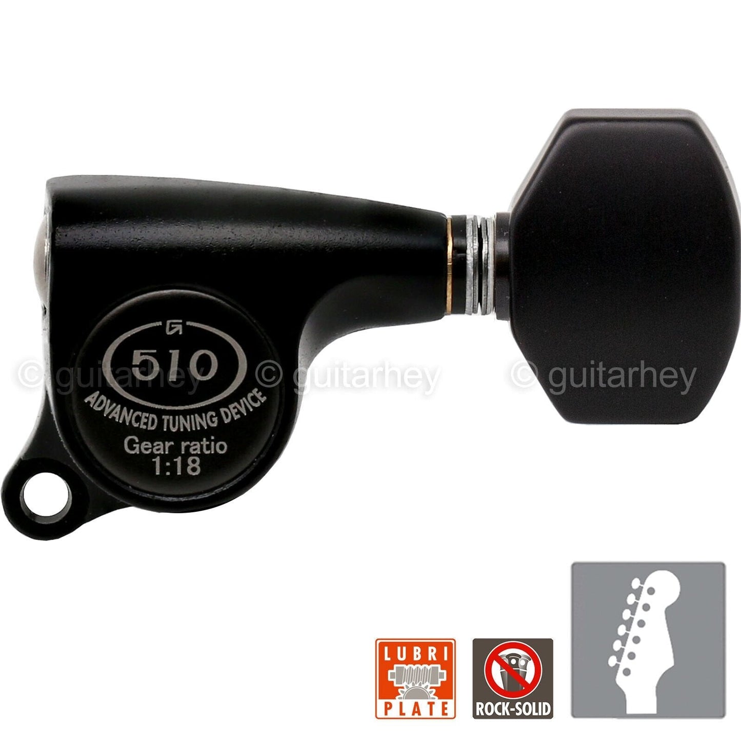 NEW Gotoh SGS510Z-B07 6 in Line Set Mini Tuners Plastic Buttons 18:1 BLACK SATIN