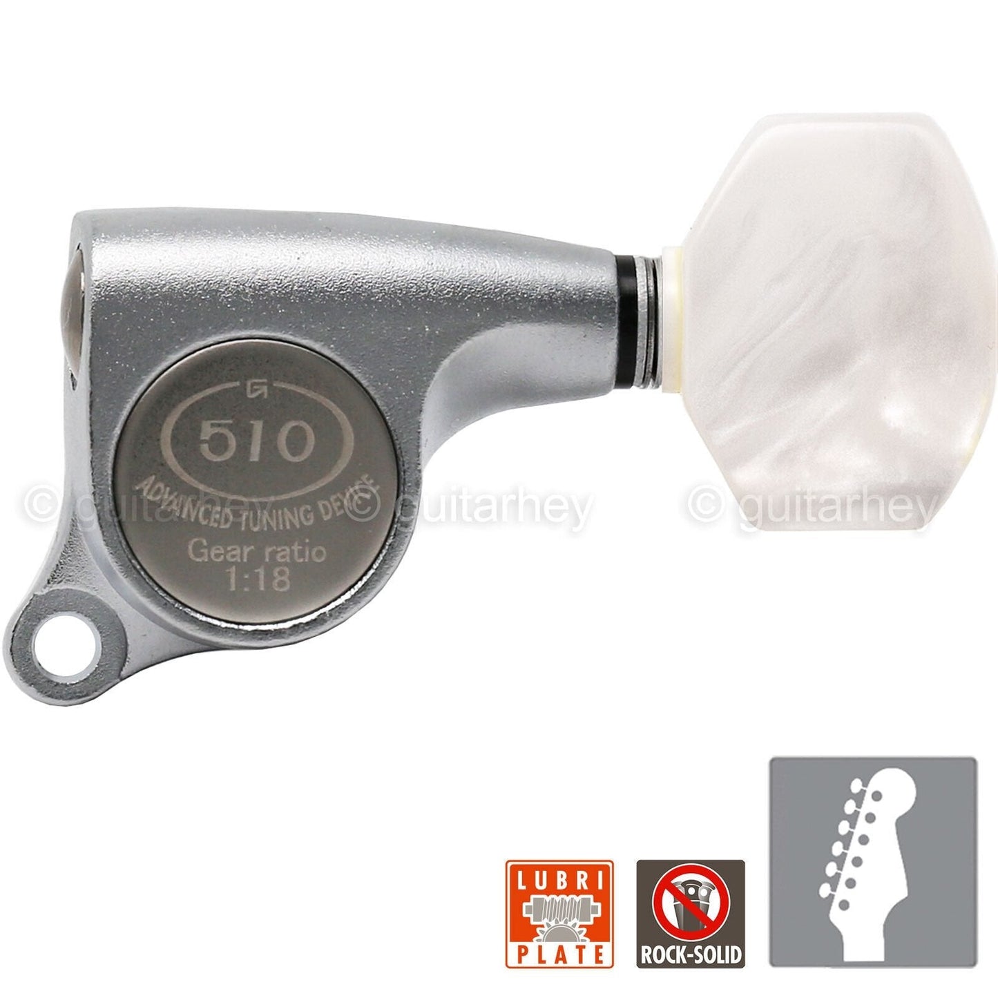 NEW Gotoh SGS510Z-P7 6 in Line Set Mini Advanced Tuning 18:1 - CHROME SATIN