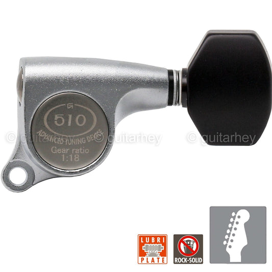 NEW Gotoh SGS510Z-B07 6 in Line Set Mini Advanced Tuning 18:1 - CHROME SATIN