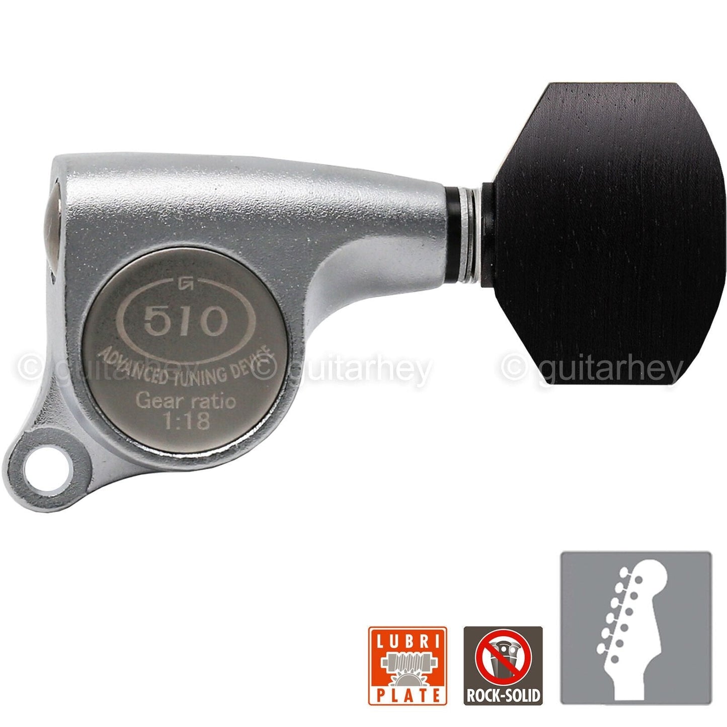 NEW Gotoh SGS510Z-EN07 6 in Line Set Mini Advanced Tuning 18:1 - CHROME SATIN