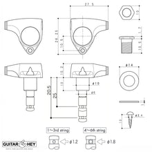 Carregar imagem no visualizador da galeria, NEW Gotoh SGV510Z-TL5 HAPM L3+R3 Locking Tuners Adjustable Post Height 3x3 BLACK