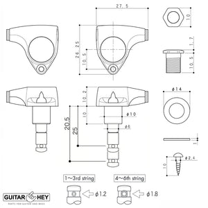 NEW Gotoh SGV510Z-TL5 HAPM L3+R3 Locking Tuners Adjustable Post Height 3x3 BLACK