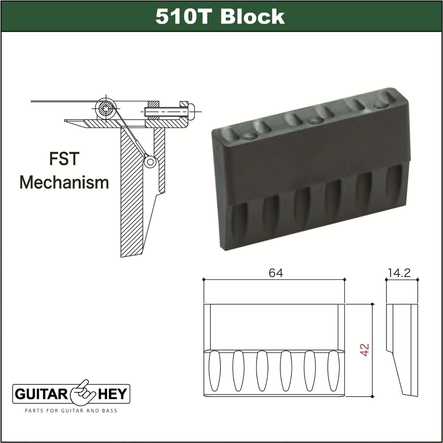 NEW Gotoh EV510T-FE Non-locking 2 Point Tremolo Bridge w/ Hardware - COSMO BLACK