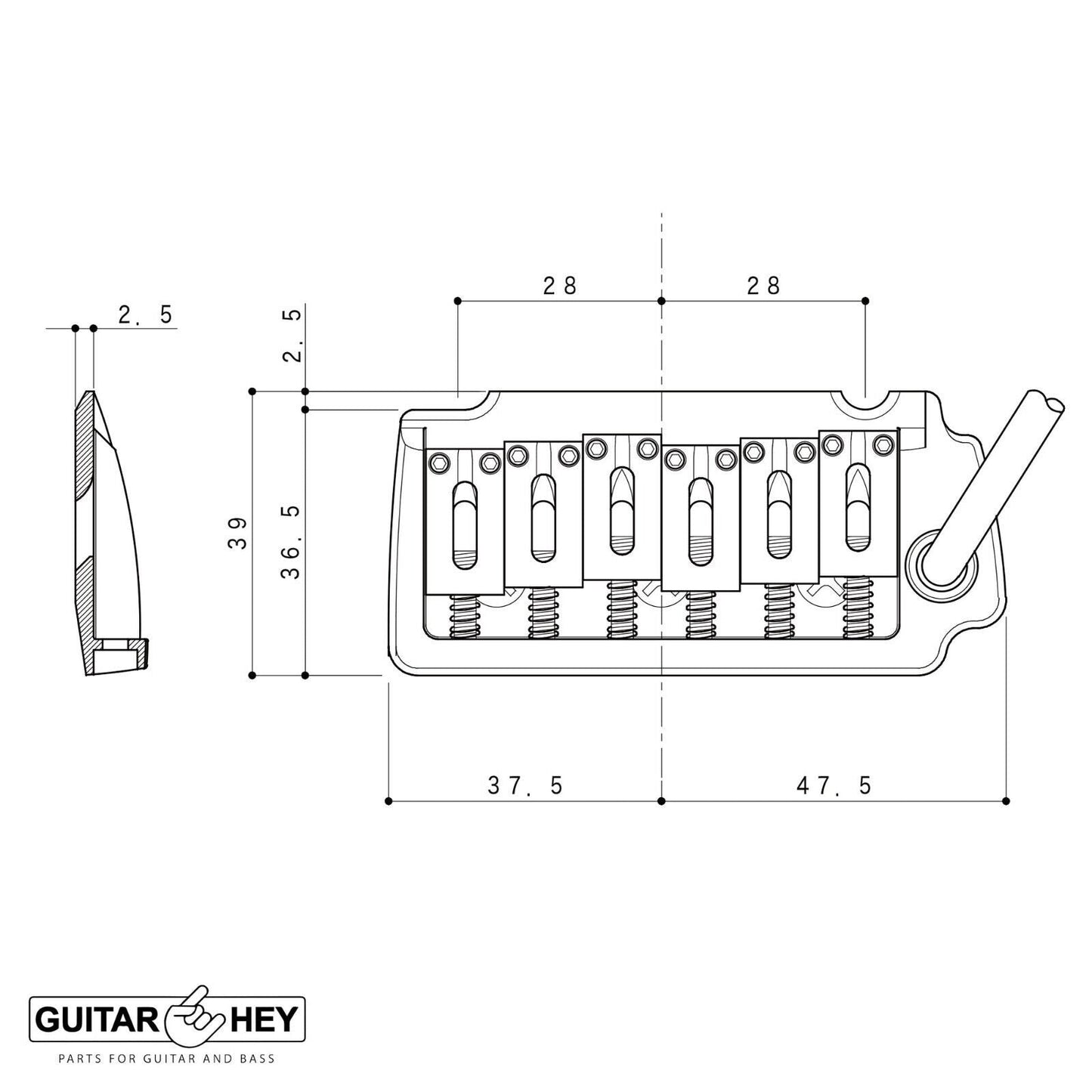 NEW Gotoh EV510T-FE Non-locking 2 Point Tremolo Bridge w/ Hardware - BLACK