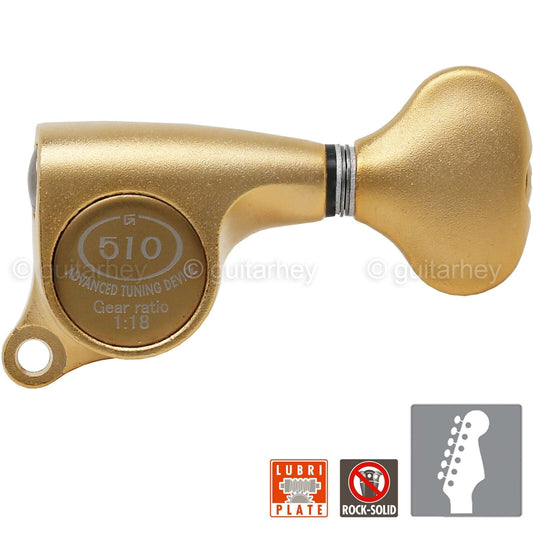 NEW Gotoh SGS510Z-S5 6 in Line Set Mini Tuners Small Buttons 18:1 - GOLD SATIN