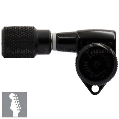 NEW Hipshot 6 inline STAGGERED Locking Set LEFT-HANDED KNURLED Buttons - BLACK