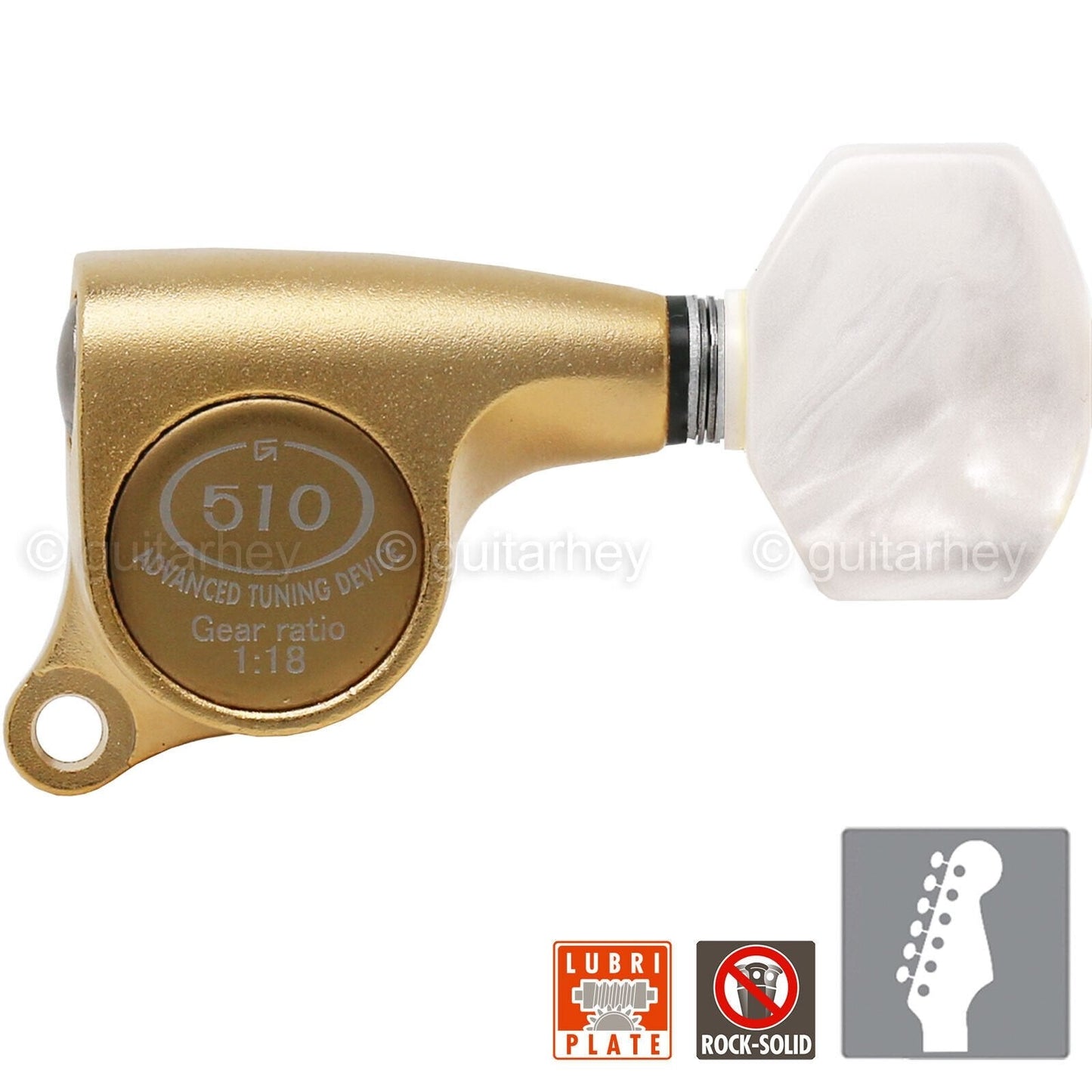 NEW Gotoh SGS510Z-P7 6 in Line Set Mini Advanced Tuning 18:1 - GOLD SATIN