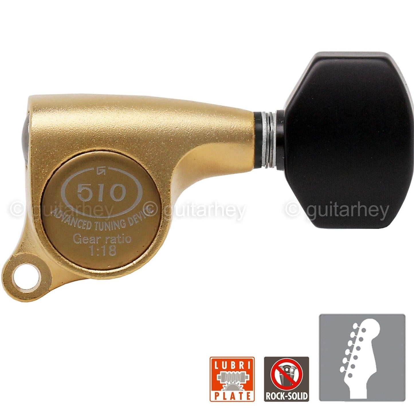 NEW Gotoh SGS510Z-B07 6 in Line Set Mini Advanced Tuning 18:1 - GOLD SATIN