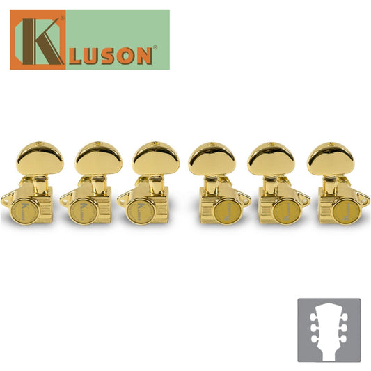 NEW Kluson 3 Per Side Revolution Series E-Mount Tuning Machines - GOLD