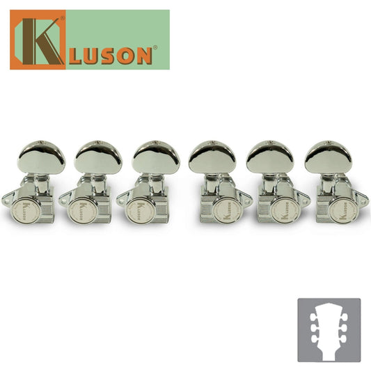 NEW Kluson 3 Per Side Revolution Series E-Mount Tuning Machines - NICKEL