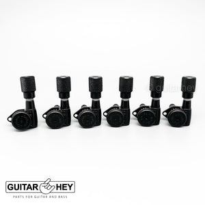 NEW Hipshot 6 inline Non-Staggered Locking LEFT-HANDED KNURLED Buttons - BLACK