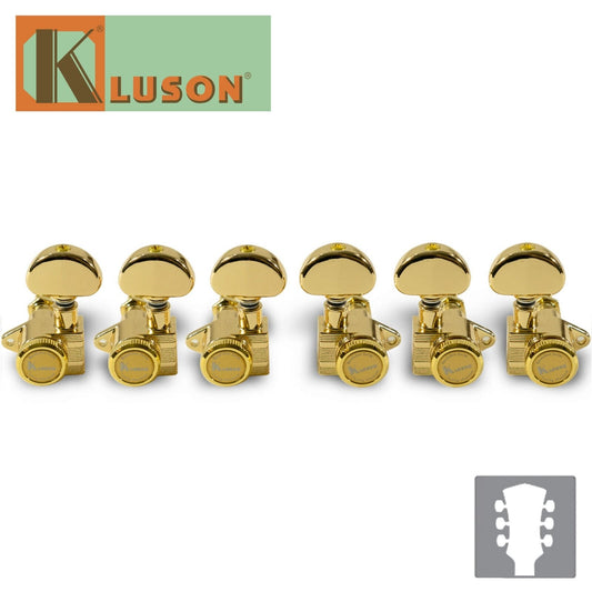 NEW Kluson 3 Per Side Revolution Series E-Mount LOCKING Tuning Machines - GOLD