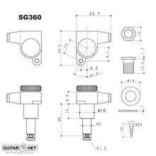 Carregar imagem no visualizador da galeria, NEW Gotoh SG360-07 MGT Locking Tuners 7-String Small Keys L4+R3 Set 4x3 - BLACK