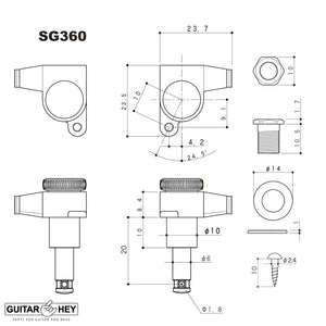 NEW Gotoh SG360-07 MGT Locking Tuners 7-String Small Keys L4+R3 Set 4x3 - BLACK