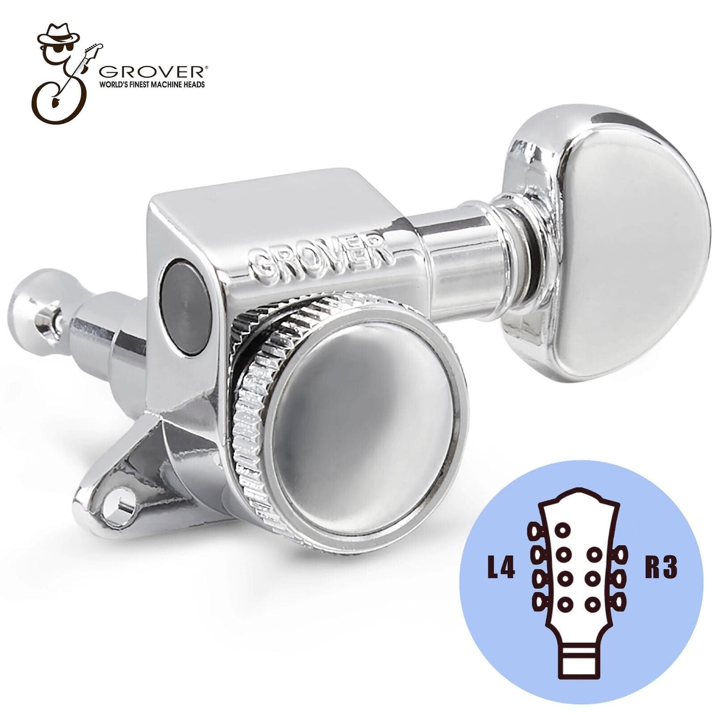 NEW Grover 505 Mini L4+R3 Roto-Grip Locking Rotomatic 7-String 4x3 - CHROME